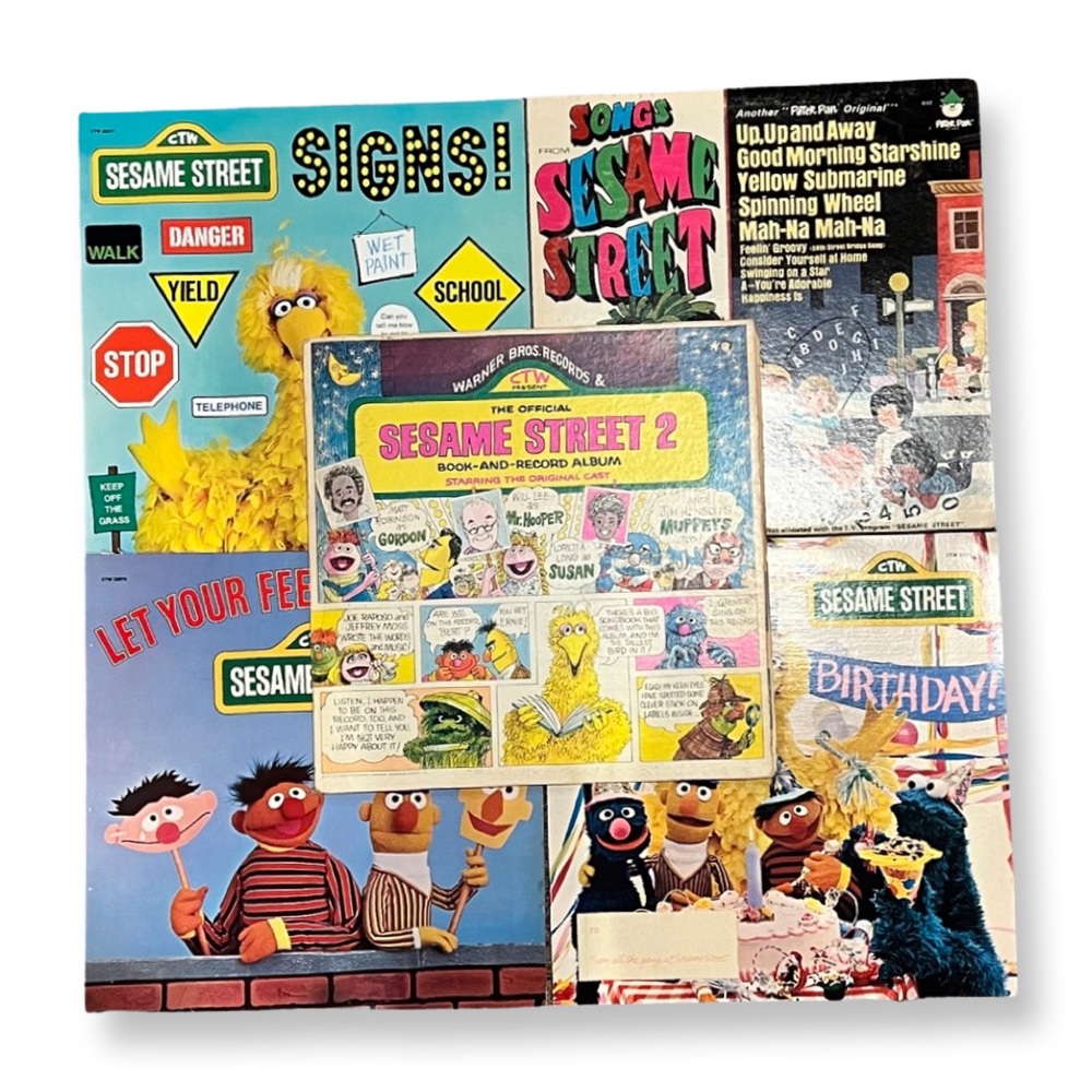 Lot Of 5 Sesame Street Vinyl Record Albums
